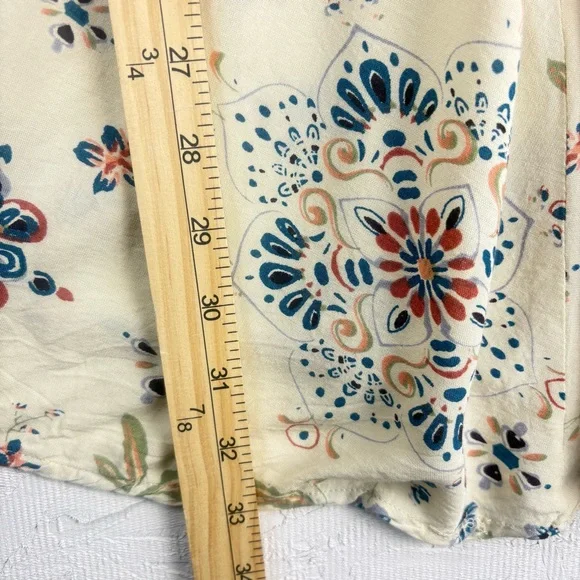 Angie Ruched M Floral Kids Dress in Cream and Blue Sleeveless Flowy Cottagecore - Picture 7 of 9